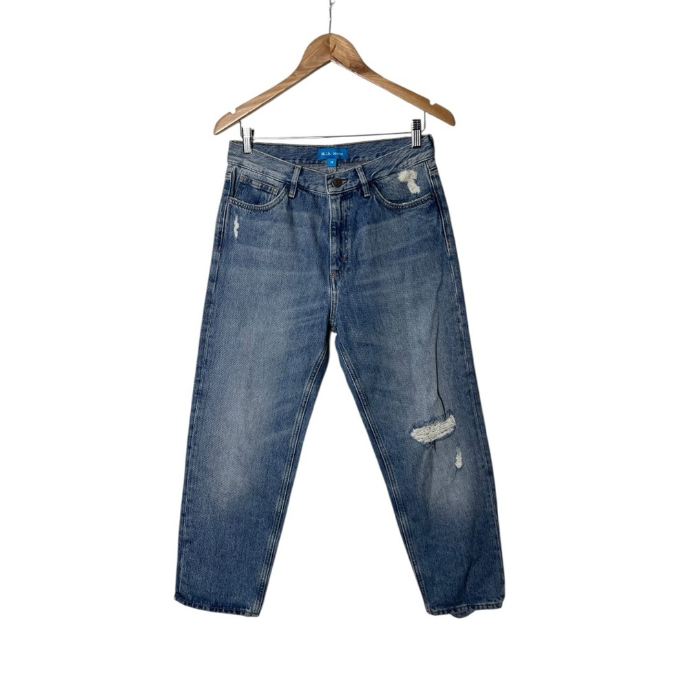 MIH Denim Jeanne High Rise Vintage Straight Leg Distressed Jeans 28